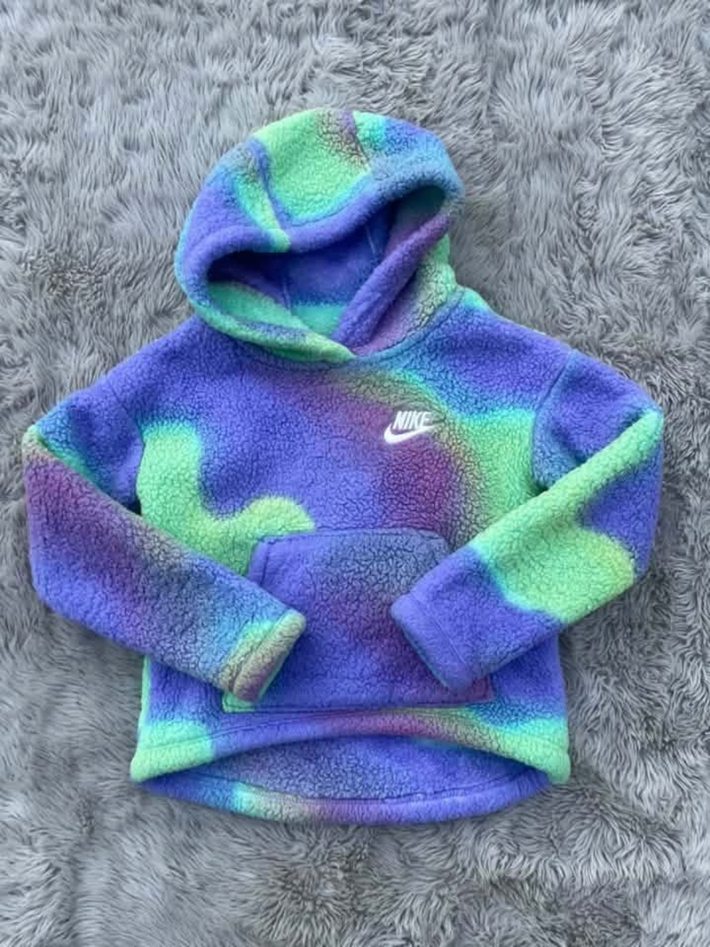 Nike Kids Fleece Hoodie in Purple & Green Tie-Dye size 6